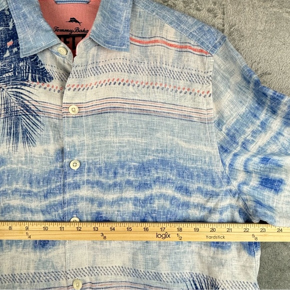 Tommy Bahama‎ Relax Ocean Tides Breezer Linen Shirt Large Tropical Breathable - Picture 13 of 14